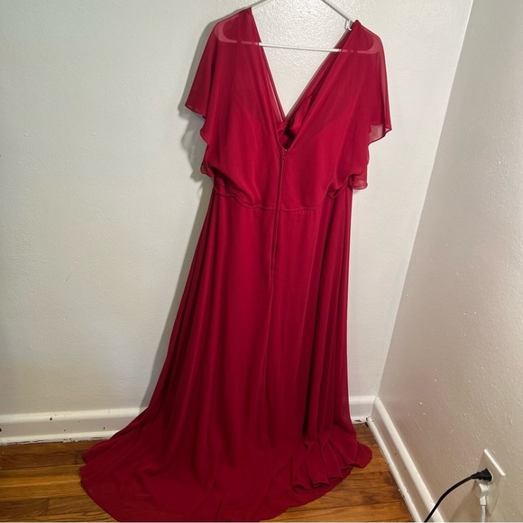 Mori Lee Bridesmaid Dress 21667 Claret Red 22W - Picture 6 of 15